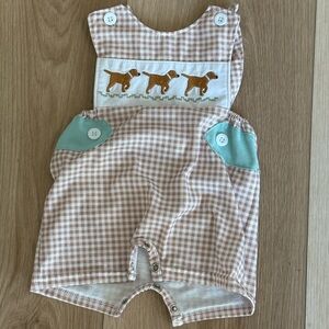 Abby and Evie Dog Checkered Kids One Piece